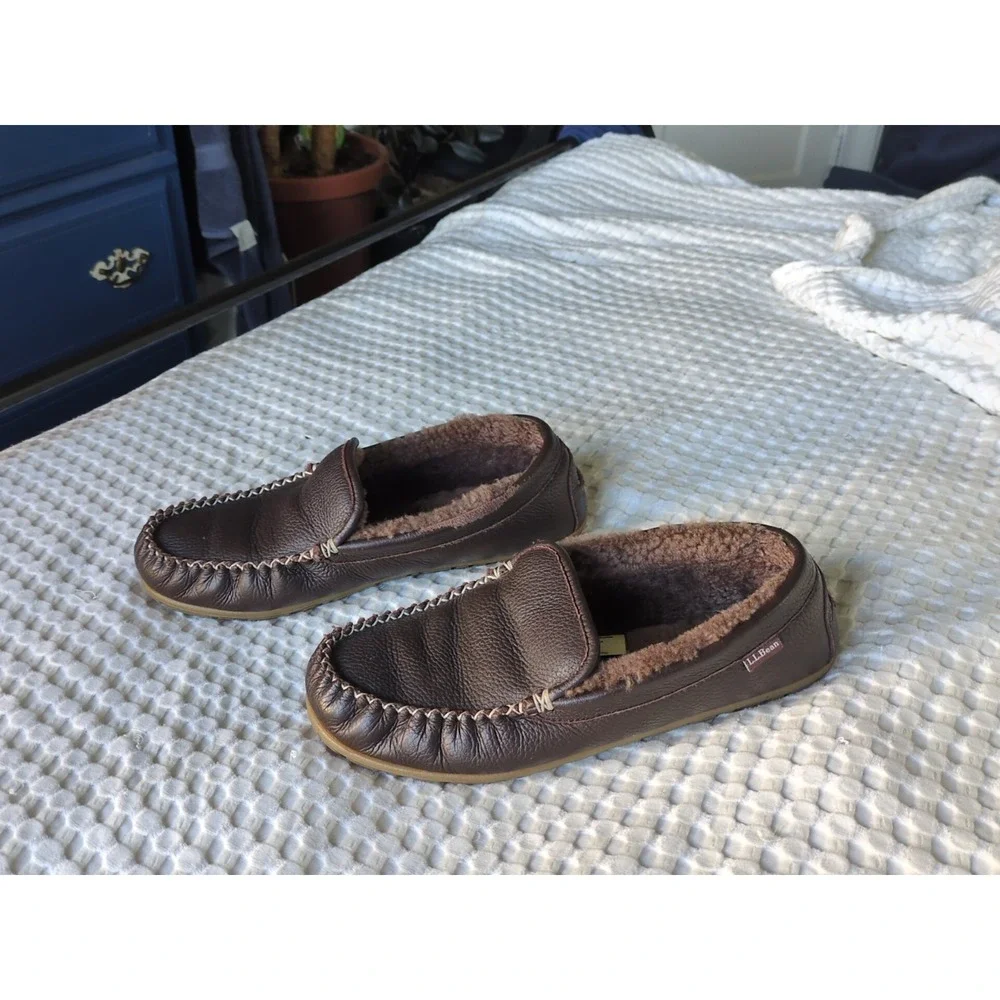 LL Bean Wicked Good Moosehide‎ Venetian Slipper Loafer Mens Sz 12 Medium Brown
